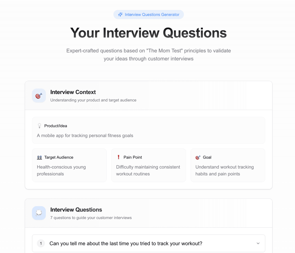Customer Interview Questions Generator